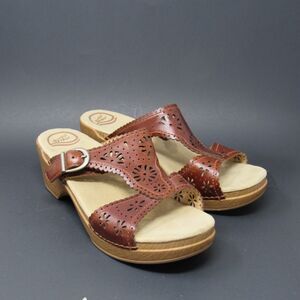 Dansko Womens Shoes 42 10 Brown Leather Slides slip on sandal heel buckle S7